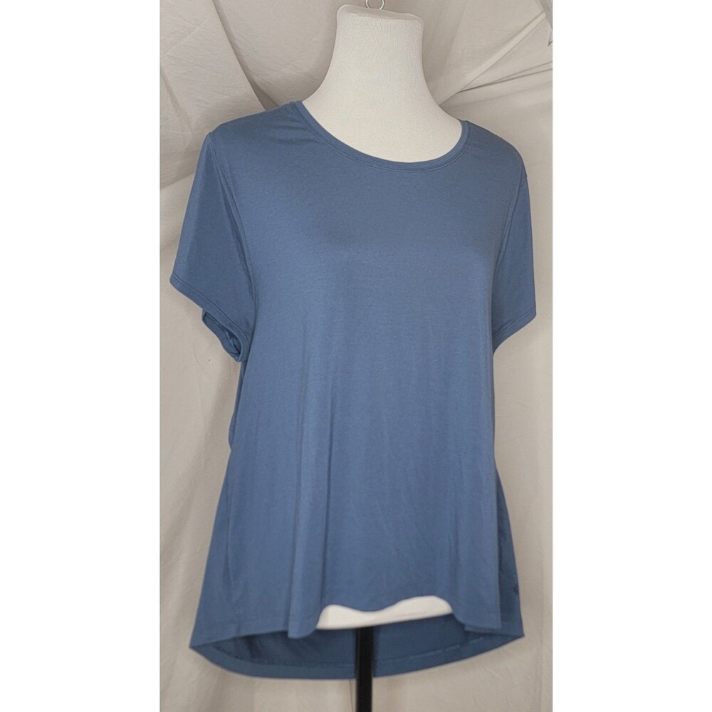 Athleta Womens XL Blue Air Out Cinch Tee Shirt Athletic Workout Top Lightweight